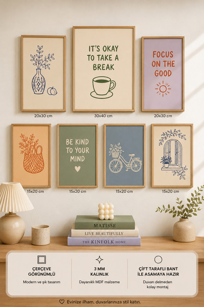 UNT 7-Piece Frame-Looking Modern Painting Set |   Retro & Pop Art |   Motivat...
