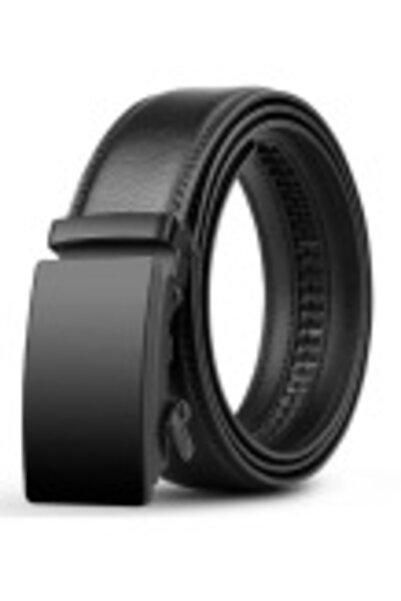 STARSTAR Men's black eco-friendly leather belt, automatic buckle, 125cm