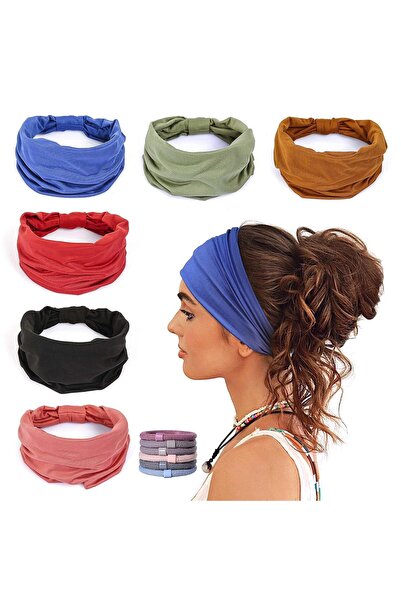 STARSTAR 6-Pack Wide Anti-Slip Women's Soft Elastic Headband Yoga Running Spo...