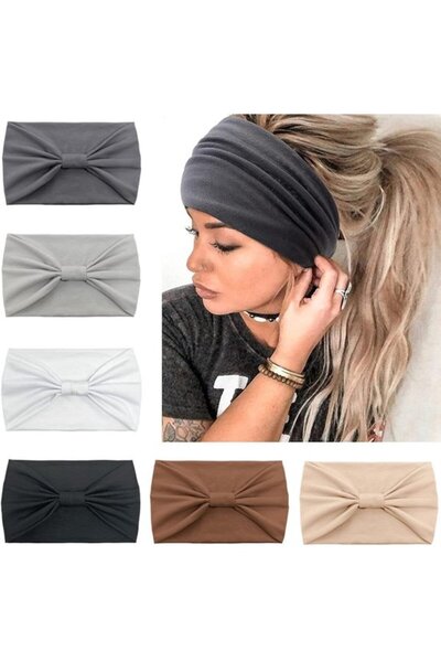 STARSTAR 6-pack Headbands, Black, White, Light Gray, Light Khaki, Light Brown...