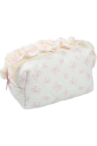 STARSTAR Bow Pencil Case - A pink pencil case with a bow and heart shape, for...