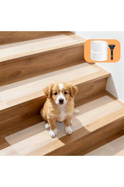 STARSTAR 15-Pack Clear PEVA Non-Slip Stair Treads Safety Strips (15x76cm), Wa...