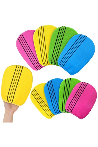 STARSTAR 8-Piece Asian-Style Exfoliating Gloves Set-Colorful Body Scrub Towel...