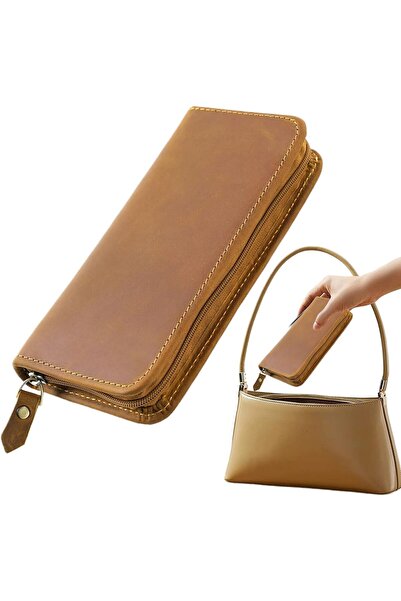 STARSTAR Vintage three-compartment leather pencil case, fountain pen organize...