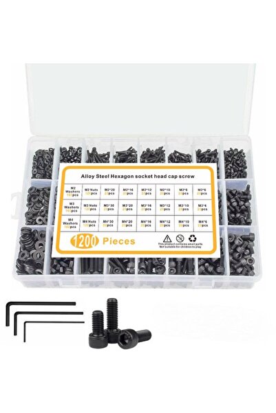 STARSTAR Assortment Box - Bolts - 1200-piece M2/M3/M4 Set, Matte Black Scale ...