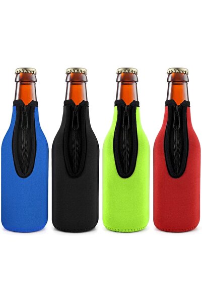 STARSTAR Four insulated bottle sleeves for beer, zippered design. Keeps beer ...