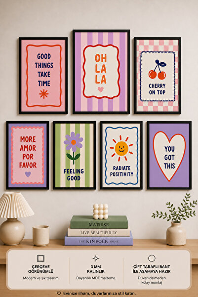UNT 7-Piece Frame-Looking Modern Painting Set |   Retro & Pop Art |   Motivat...