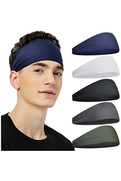 STARSTAR Men's sports headbands (5-pack), sweat-wicking headbands, for runnin...