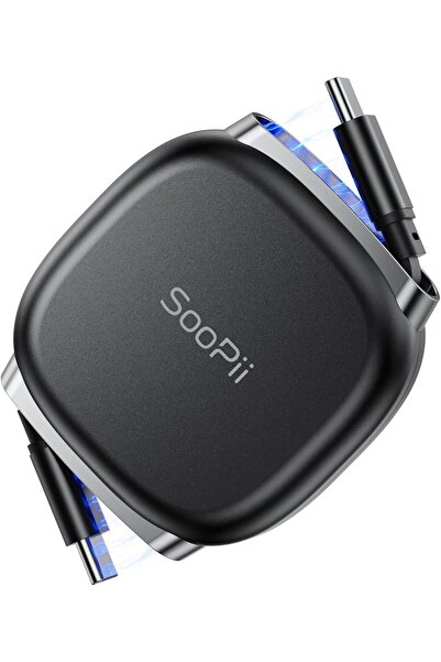 SooPii Retractable USB C to USB C Cable (1Pack 3.3FT), 240W USB C Fast Chargi...