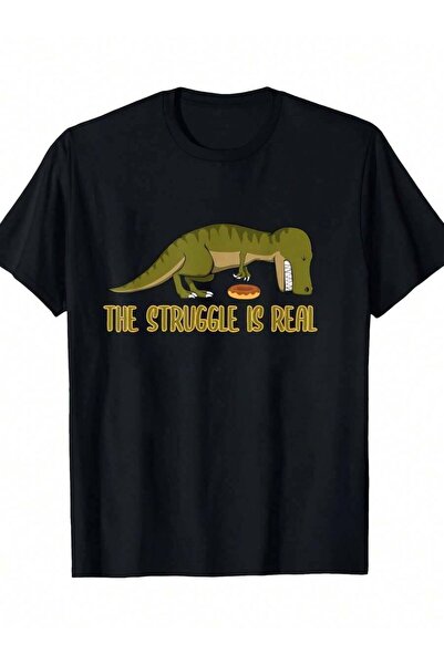LİNA06 Men's Black-Shirt | Featuring Fun Cartoon Desperately Struggling Pizza...