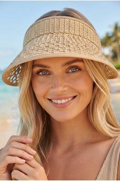 Mood Agenda Women's Straw Visor Hat with Adjustable Back Strap, Knitted Model...