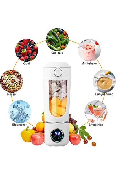 STARSTAR 700ml Rechargeable Type-C Portable Blender with 12 Blades & Digital ...