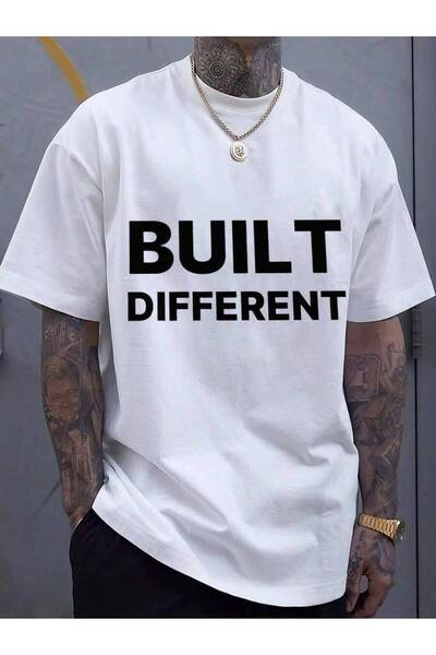 4Car BUILT DIFFERENT Men's Loose White-Shirt - Comfortable And Fashionable St...