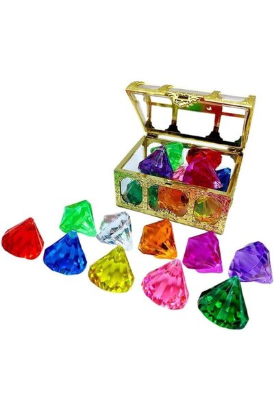 OEM 10 Pietre Acrilice Colorate - Diamante Colorate pentru Copii cu Cufăr de ...