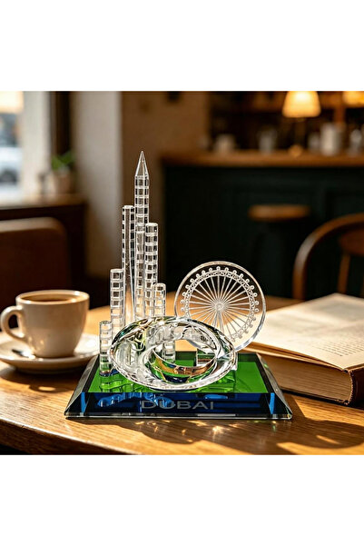 ARIANA Dubai Crystal Glass Landmark Ornament, Desk Centerpiece for Home & Off...