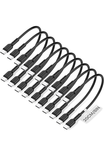 SooPii 10-Pack Short USB C to USB C Cables,8 Inch/20CM 60W Type C Fast Chargi...