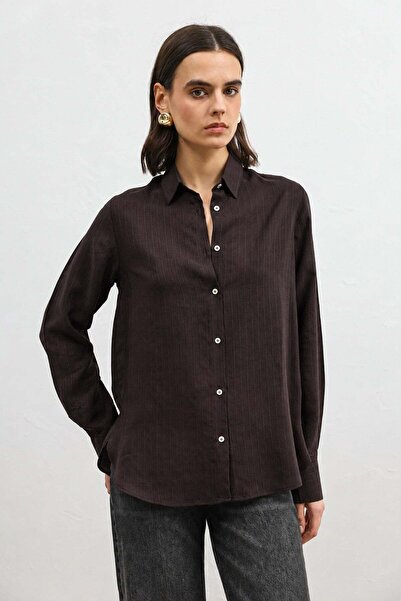 Antioch Coffee 100% Lyocell Striped Women's Shirt