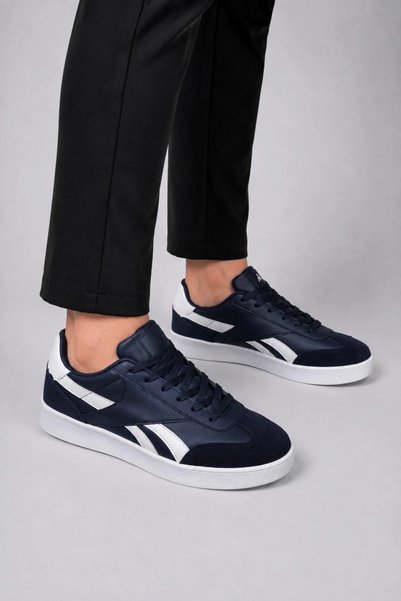 HT HOTİN Jetta Men's Casual Sneaker Rubber Sole - Navy Blue-White