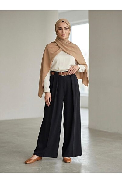 Foremia Pleated Belt Detail Atlas Trousers-Black