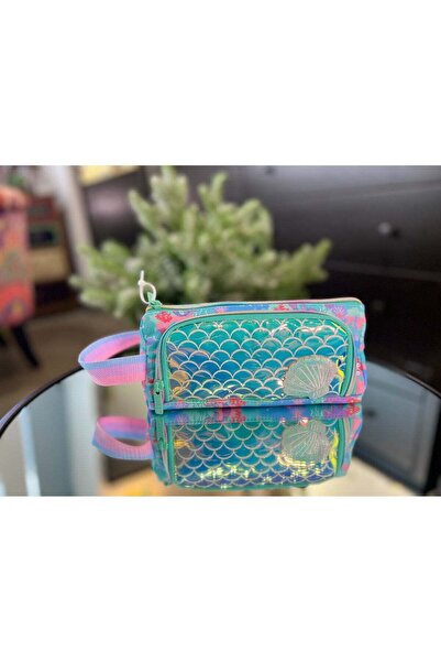 Five Dream House Mermaid 3D Scales Pencil Case 420D+PU Double Layer Large Cap...