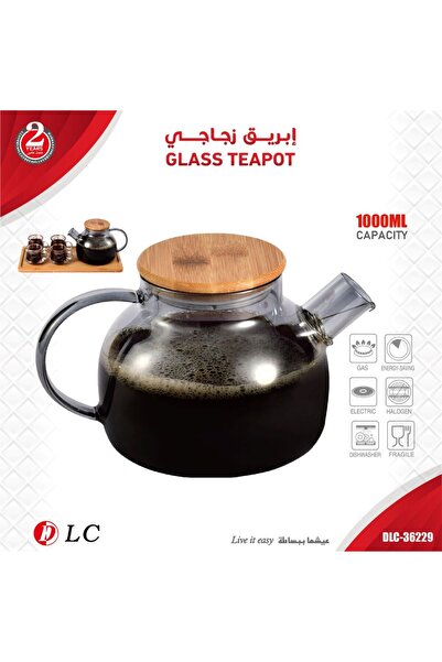 DLC إبريق شاي زجاجي حراري مع مصفاة – 1000 مل من دي إل سي