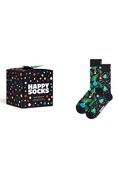 Happy Socks Εορταστικό Σετ Δώρου με Κάλτσες Ενηλίκων με Σχέδιο Δέντρου, 2 Ζευ...