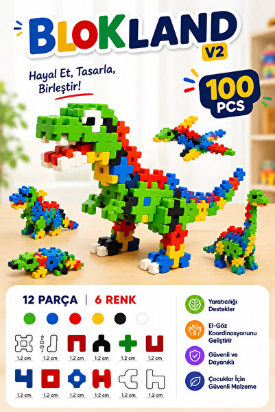 HAPPENS 100 Parça Eğitici Yapı Blokları puzzle blockland – STEM Zeka ve Yaratıcılık Geliştirici İnşa Oyuncağı pixel blok