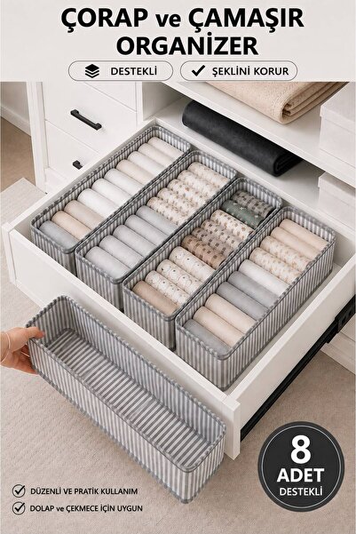 Spartek home textile 8 ADET Çorap ve Çamaşır Organizer Çekmece ve Dolap içi D...