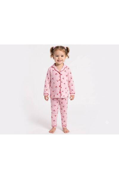 Kız Bebek %100 Pamuklu 6-9-12-18 Ay Desenli 2'li Pijama Takımı Yenidoğan Baskılı Extra Konfor