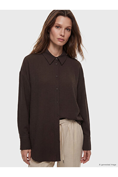 LC Waikiki Linen-Look Oversize Women's Shirt