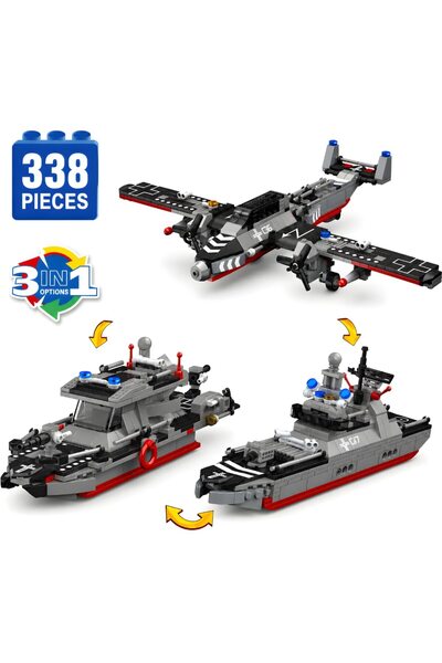 Minibric Set de Constructie Piese Tip Blocuri Construit 338 Piese 3in1 Milita...