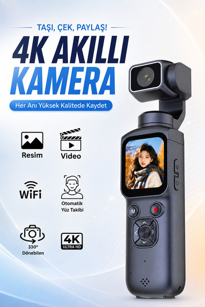 Abbruch 4K Akıllı Cep Kamerası Gimbal Dokunmatik Ekran WiFi Destekli Otomatik...