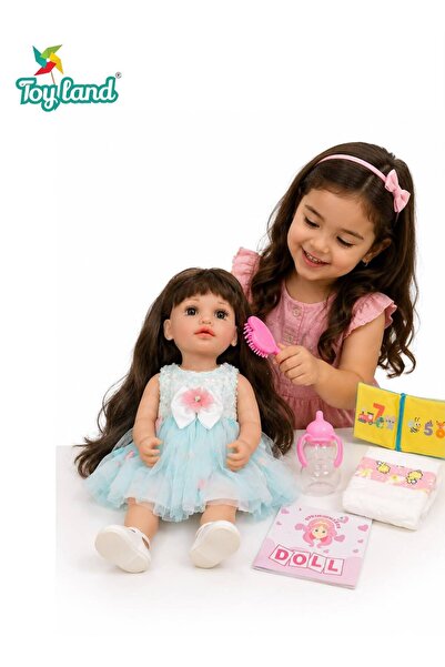 TOY LAND Realistic Baby Girl Doll with Long Hair, Soft Body, Princess Dress, ...