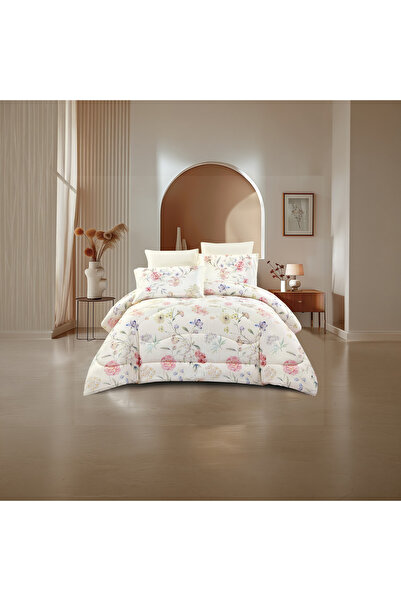 Lifestyle Super King Floral Print 6 Piece Reversible Comforter Set - 260x240cms