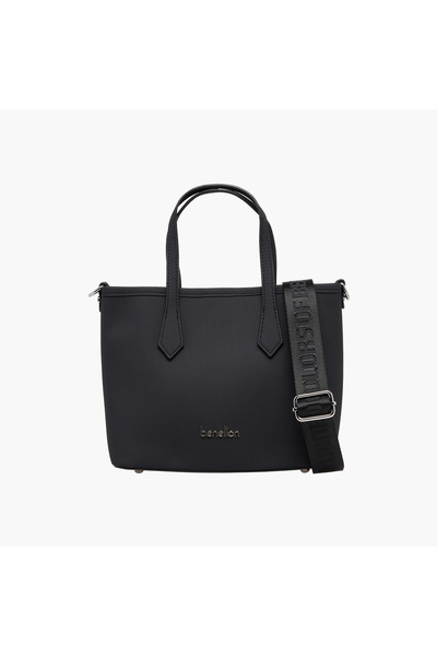 United Colors of Benetton Solid Tote Bag with Detachable Strap