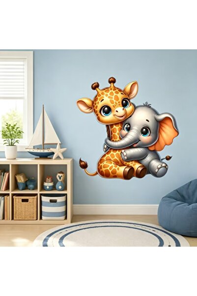 Generic Cute giraffe and elephant wall stickers. These removable animal stick...