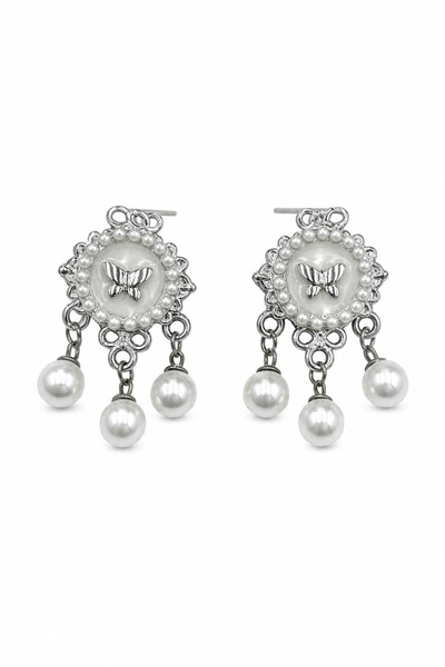Jack Ferrero Butterfly Motif Pearl Dangle Bijoux Earrings Women's Jewelry Acc...