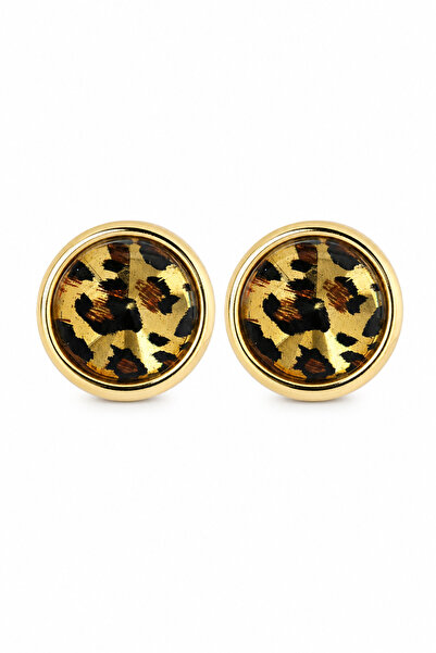 Jack Ferrero Leopard Patterned Round Bijouterie Earrings Women's Accessory
