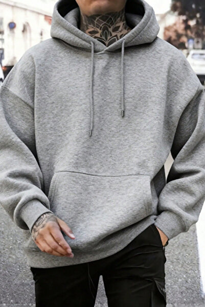 Tarz Cool Regular Hooded Sweatshirt Men's Unisex 3 Thread Raster 100% Cotton ...