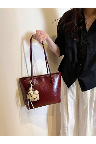 Take Two By Styli Solid Shoulder Bag with Plush Charm