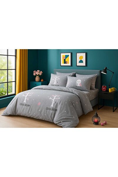 By Rozane Lenjerie de pat 4 piese din finet cod H805 gri pastel