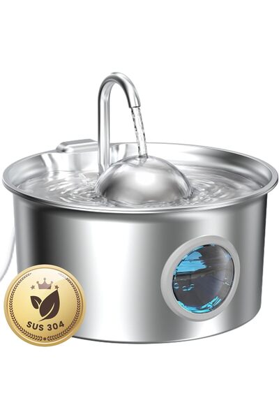 Generic Brand Fântână Automată din Inox 2,6L pentru Pisici și Câini, Robinet,...