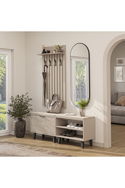 ROOMART Nord Vestiyer Takımı Kapaklı ve Kapaksız Bench,Lambri Askılıklı, Modü...