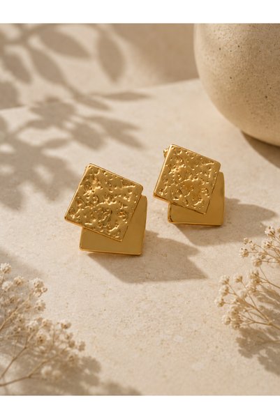 Gold Kare Küpe