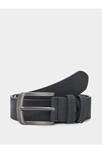 Styli Men Charcoal Square Buckle Belt