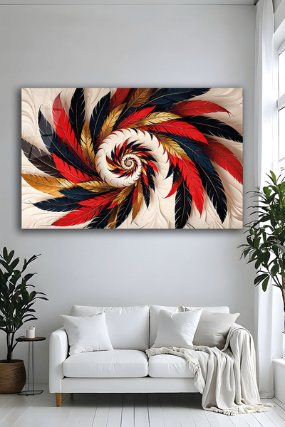 Parıltı Yayınları Pictură decorativă abstractă în spirală, cu detalii de pene...
