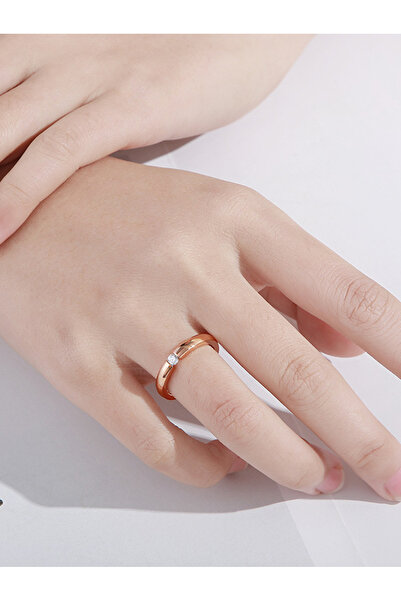 Take Two By Styli Rose Gold Ring with Delicate Diamond Accent