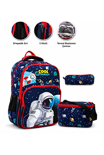 Generic Brand Boy's Primary School School Bag Set 3-Piece Astronaut Patterned...