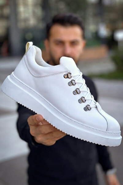 Zerenyus Zrk-X4 White High Sole Lace-Up Casual Men's Sneaker