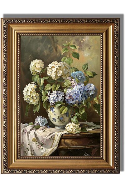 ALAYRA International Vintage Blue White Hydrangea Canvas Wall Art Decor With ...